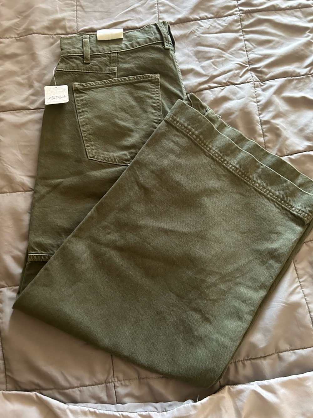 Free People Olive Green Wide Leg Jeans - Picture 2 of 3